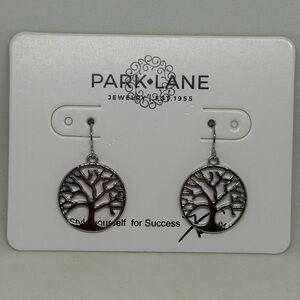 NEW Park Lane Jewelry GWENYTH Tree of Life Earrings Silver Disk Lightweight Box